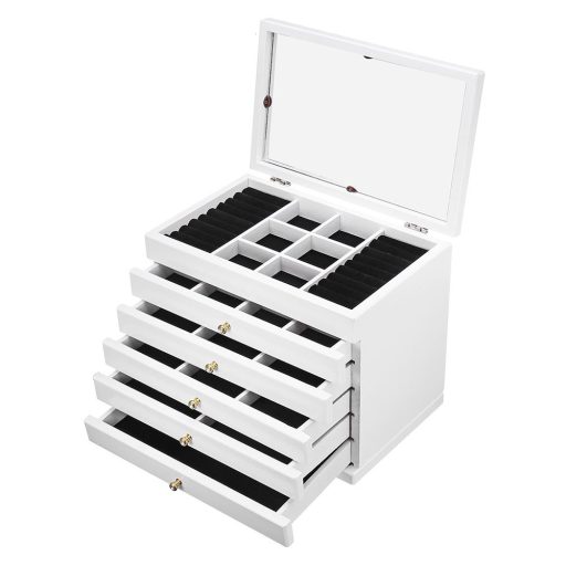 6- komorová šperkovnica, biela