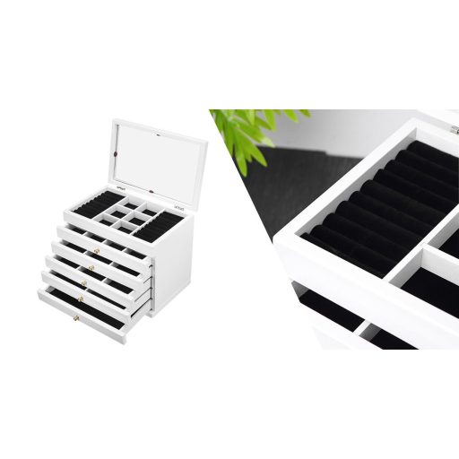 6- komorová šperkovnica, biela