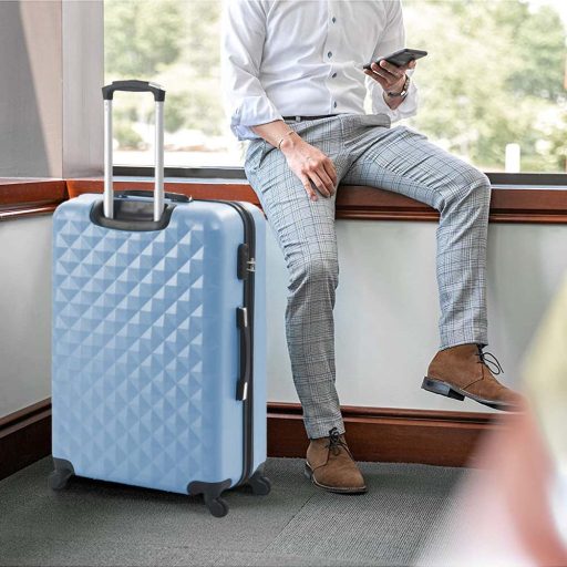 Sada cestovných kufrov s kozmetickou taštičkou, rôzne farby- oceľová modrá