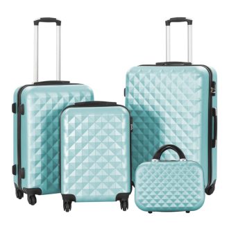   Sada cestovných kufrov s kozmetickou taštičkou, rôzne farby- mätovo zelená