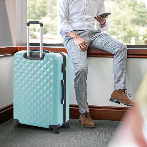 Sada cestovných kufrov s kozmetickou taštičkou, rôzne farby- mätovo zelená