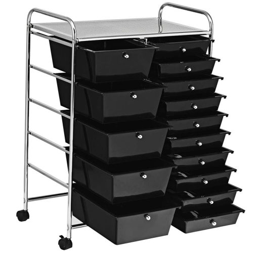 Mobilný úložný vozík s 15 zásuvkami, rôzne farby