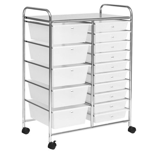 Mobilný úložný vozík s 15 zásuvkami, rôzne farby