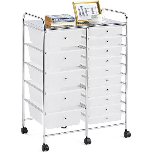 Mobilný úložný vozík s 15 zásuvkami, rôzne farby