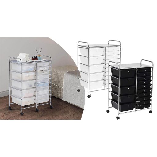 Mobilný úložný vozík s 15 zásuvkami, rôzne farby