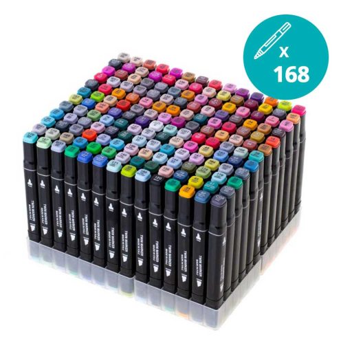 Sada 168 kusov obojstranných fixiek v prenosnej taške navyše