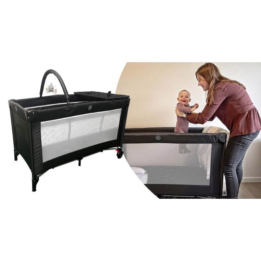 Cestovná postieľka s prebaľovacou podložkou a hracím mostíkom