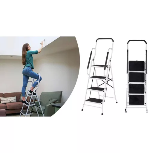 4-stupňový kovový rebrík so zábradlím