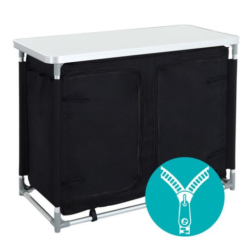 Prenosná kempingová skrinka s policami