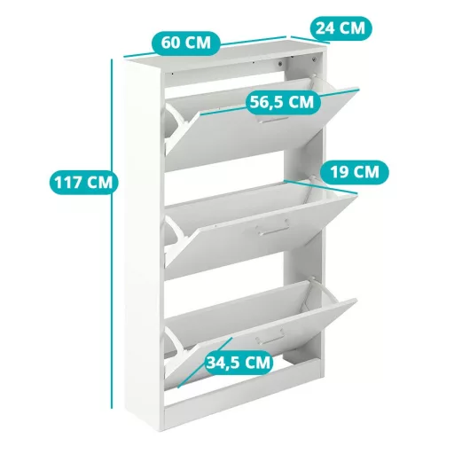 3- dielna skrinka na obuv, biela