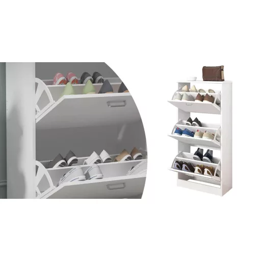 3- dielna skrinka na obuv, biela