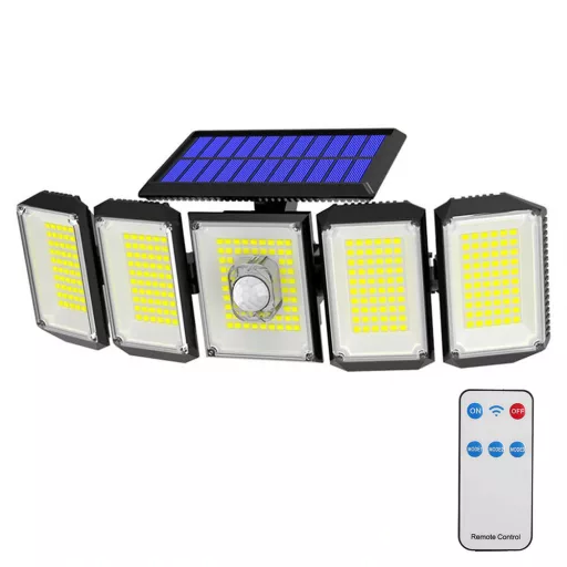 5 panelová otočná 300 LED- ová solárna lampa