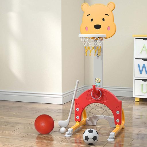 Detská hracia súprava 4 v 1 s nastaviteľnou výškou, oranžovo-žltá