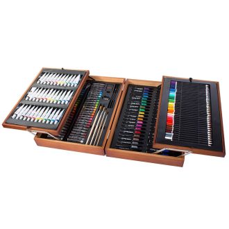   174 kusová súprava na maľovanie a kreslenie v praktickej drevenej krabičke
