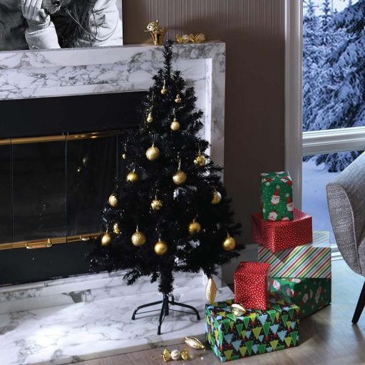 Čierny umelý vianočný stromček, 120 cm 230 vetiev