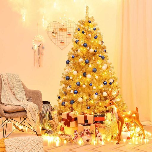 Zlatý umelý vianočný stromček, 180 cm 708 vetiev