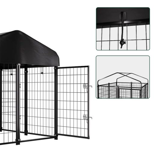 Vonkajšia kovová búda pre psov so zastrešením proti UV žiareniu
