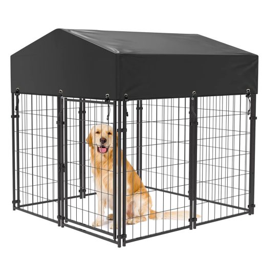 Vonkajšia kovová búda pre psov so zastrešením proti UV žiareniu