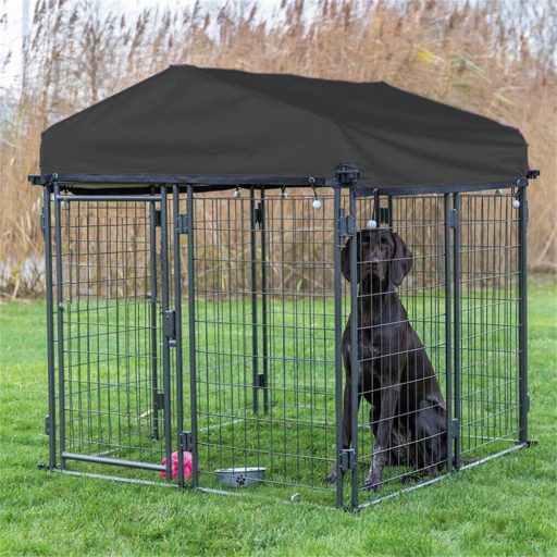 Vonkajšia kovová búda pre psov so zastrešením proti UV žiareniu