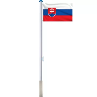 Vlajkový stožiar so slovenskou vlajkou, 90x150 cm