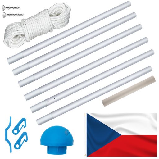 Vlajkový stožiar s českou vlajkou, 90x150 cm