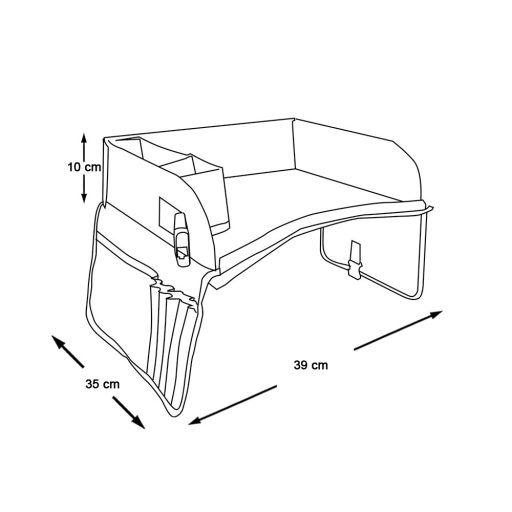  Prenosný detský stolík do auta s vreckami, sivý