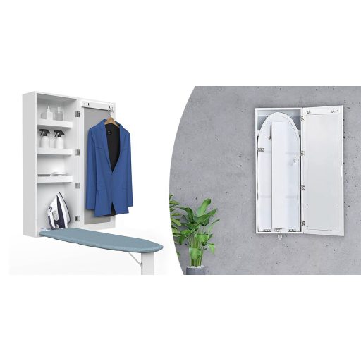  Nástenná zrkadlová úložná skrinka s výklopnou žehliacou doskou