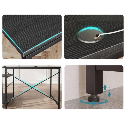  Rohový písací stôl s poličkami, čierny, s možnosťou prestavby