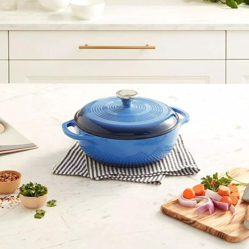 Smaltovaný liatinový hrniec s pokrievkou, 5,7 L, modrý