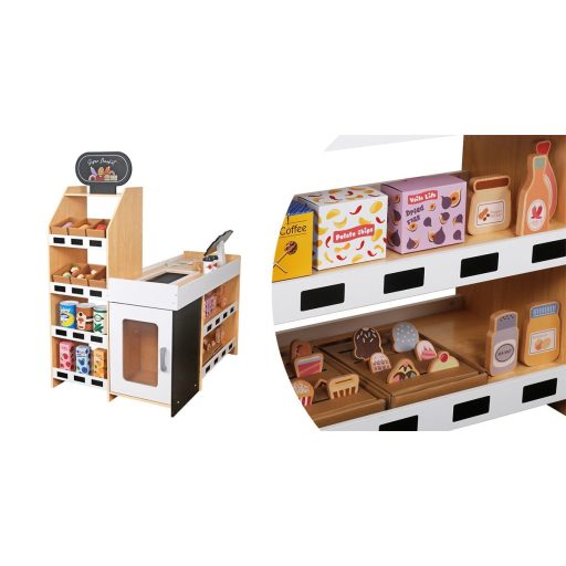  Drevený detský supermarket s doplnkami