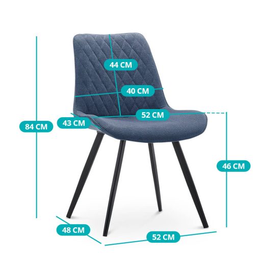  Jedálenská stolička Zoe, 2 kusy, oceľovo modrá