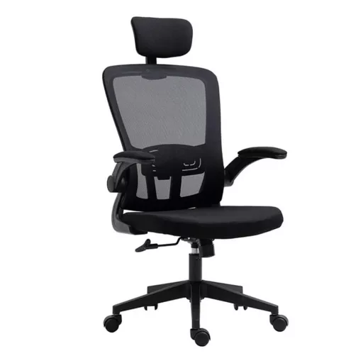  Ergonomická kancelárska stolička s bedrovou opierkou, opierkou hlavy, čierna