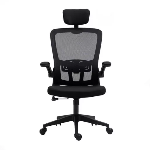  Ergonomická kancelárska stolička s bedrovou opierkou, opierkou hlavy, čierna