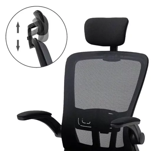  Ergonomická kancelárska stolička s bedrovou opierkou, opierkou hlavy, čierna