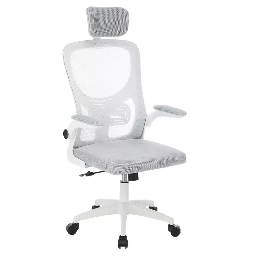  Ergonomická kancelárska stolička s bedrovou opierkou, opierkou hlavy, sivá