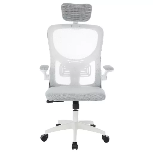  Ergonomická kancelárska stolička s bedrovou opierkou, opierkou hlavy, sivá
