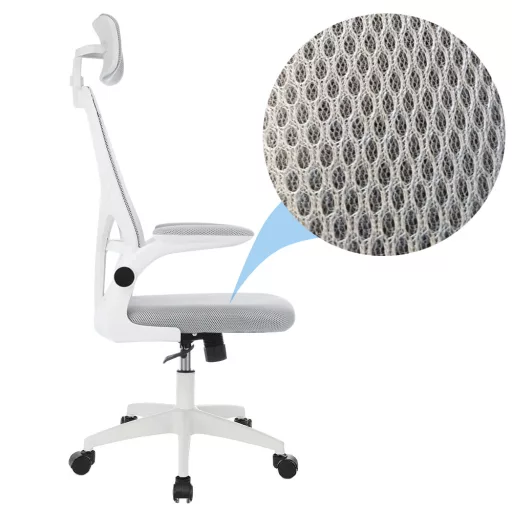  Ergonomická kancelárska stolička s bedrovou opierkou, opierkou hlavy, sivá