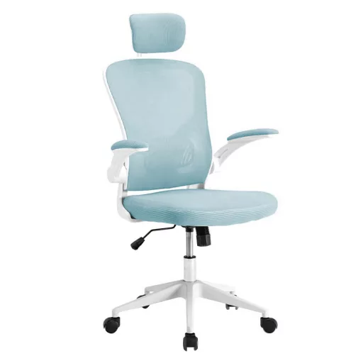 Ergonomická kancelárska stolička s bedrovou opierkou, opierkou hlavy, svetlomodrá