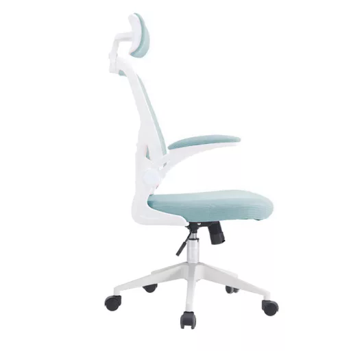 Ergonomická kancelárska stolička s bedrovou opierkou, opierkou hlavy, svetlomodrá