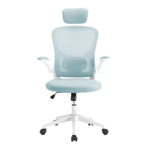 Ergonomická kancelárska stolička s bedrovou opierkou, opierkou hlavy, svetlomodrá