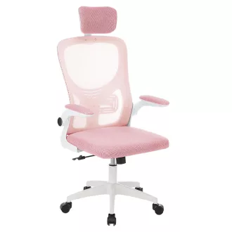   Ergonomická kancelárska stolička s bedrovou opierkou, opierkou hlavy, ružová