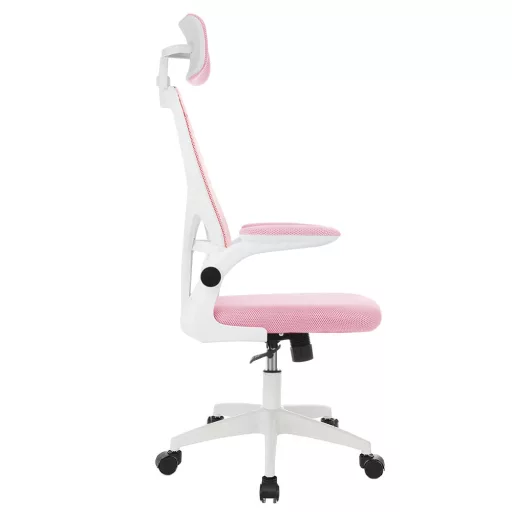 Ergonomická kancelárska stolička s bedrovou opierkou, opierkou hlavy, ružová
