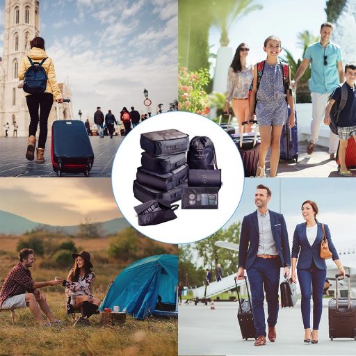 Sada organizérov do kufra, 8-dielna, čierna