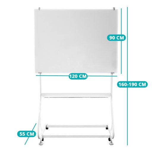 Magnetická sklenená flipchart tabuľa na kolieskach 120 x 90 cm