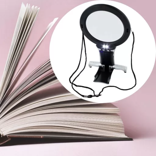 Závesná lupa s 2 LED diódami, studená biela