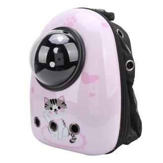 Malý zvierací batoh na nosenie, ružový s mačičkou