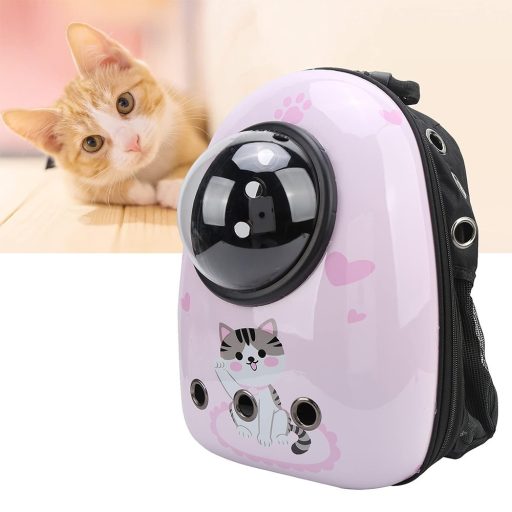Malý zvierací batoh na nosenie, ružový s mačičkou