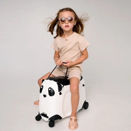 Detský kufor na kolieskach, na ktorý sa dá sadnúť