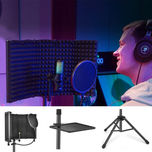 Stojan na mikrofón s panelom na potlačenie hluku