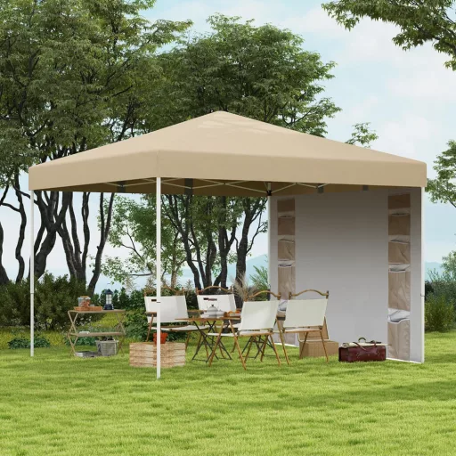 Pavilón s zadnou stenou a vreckami 3x3x2.8 m, béžový